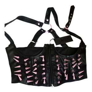 Dolls Kill Widow XXS NWT
STEEL GAZE UNDERBUST pink spike CORSET